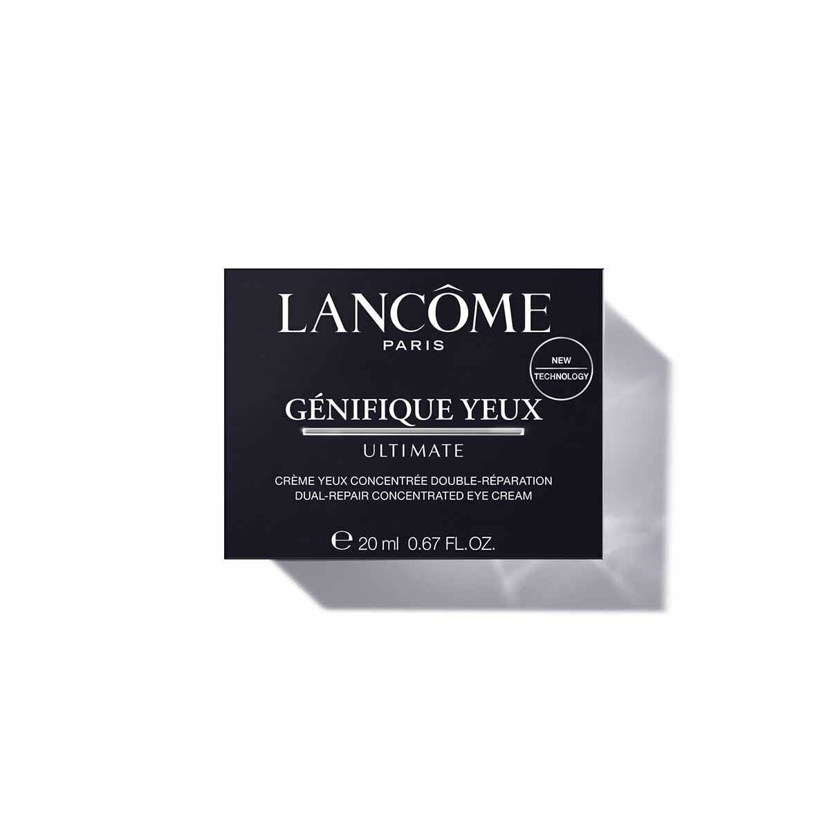 Packaging of Lancôme GÉNIFIQUE Yeux Ultimate 20 ml eye cream with new technology label.