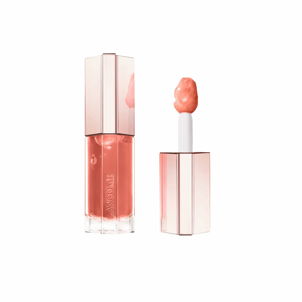 Rouge à lèvres Lancôme IDÔLE MAKE-UP in a sleek tube with a wand applicator, showcasing a soft pink shade.