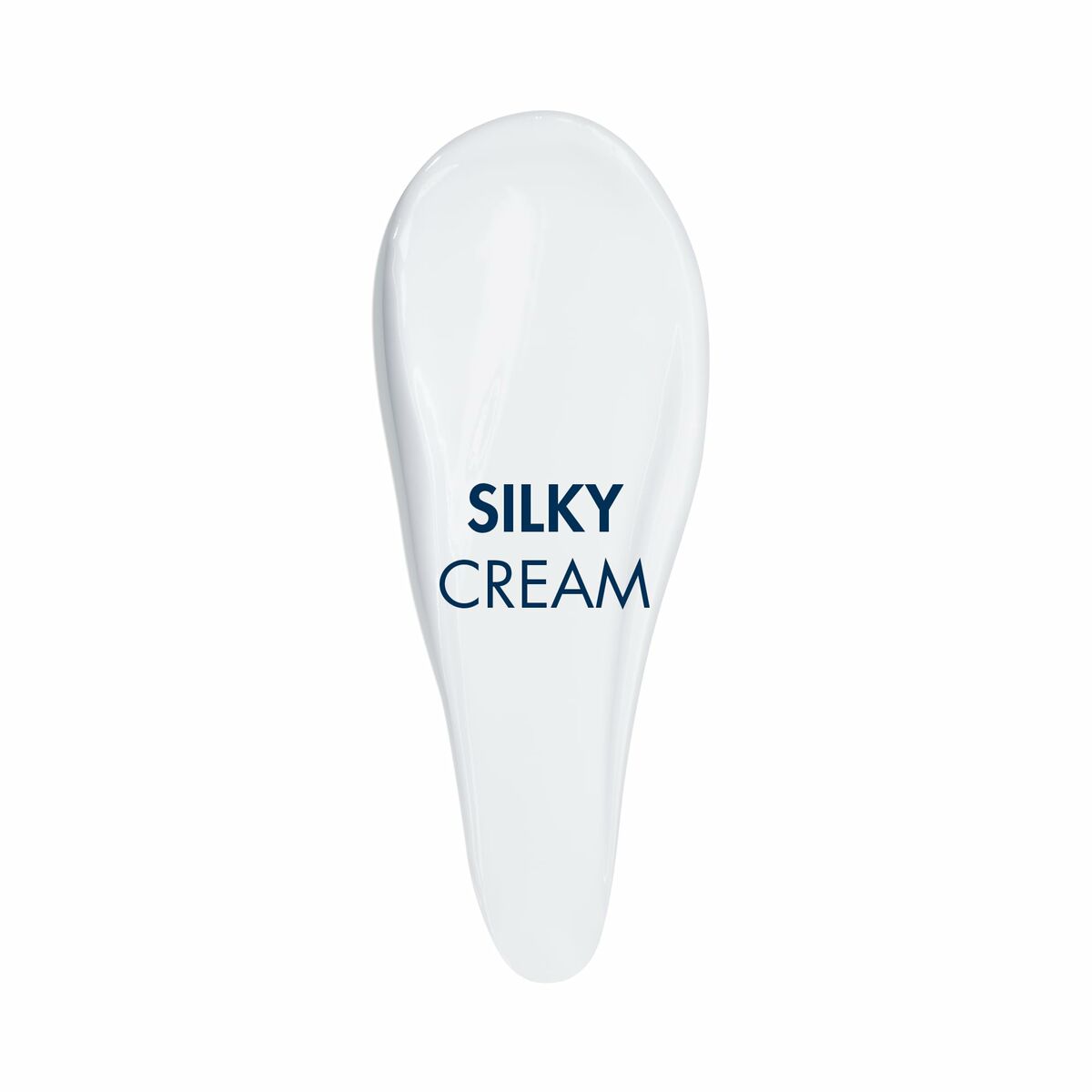 Sleek droplet of silky cream showcasing smooth, luxurious texture for skincare applications.
