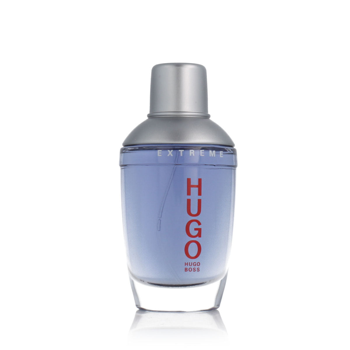 Bouteille de parfum homme Hugo Boss Hugo Extreme EDP, design élégant et moderne, couleur bleu et argent.