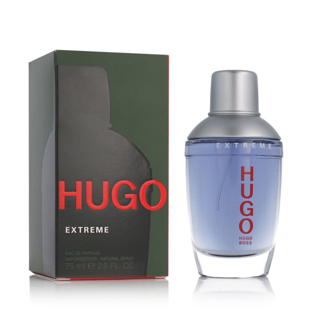 Hugo Boss Hugo Extreme EDP bottle and packaging, representing a sophisticated men's fragrance.