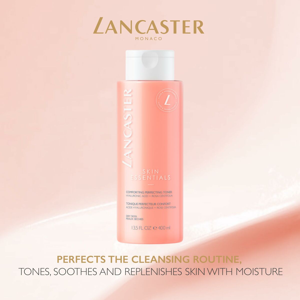 Lancaster Cleansers 400 ml gel nettoyant visage pour peau sensible et sèche, hydrate et purifie la peau.
