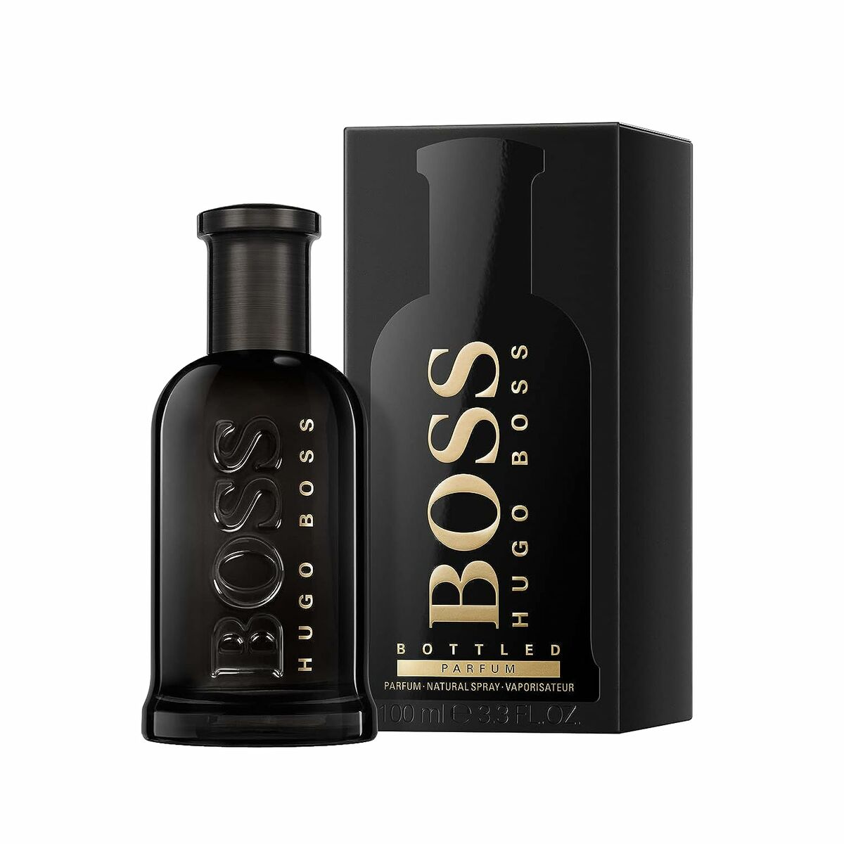 Hugo Boss Boss Bottled EDP 100ml perfume bottle and box on a white background.