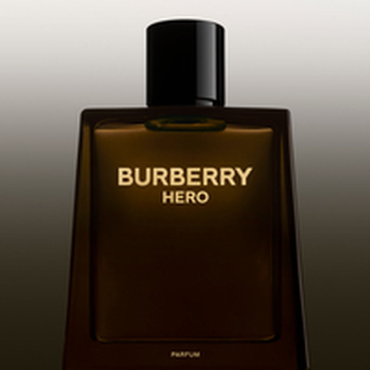 Burberry Hero 200ml men's perfume bottle with sleek design and dark packaging on a gradient background.