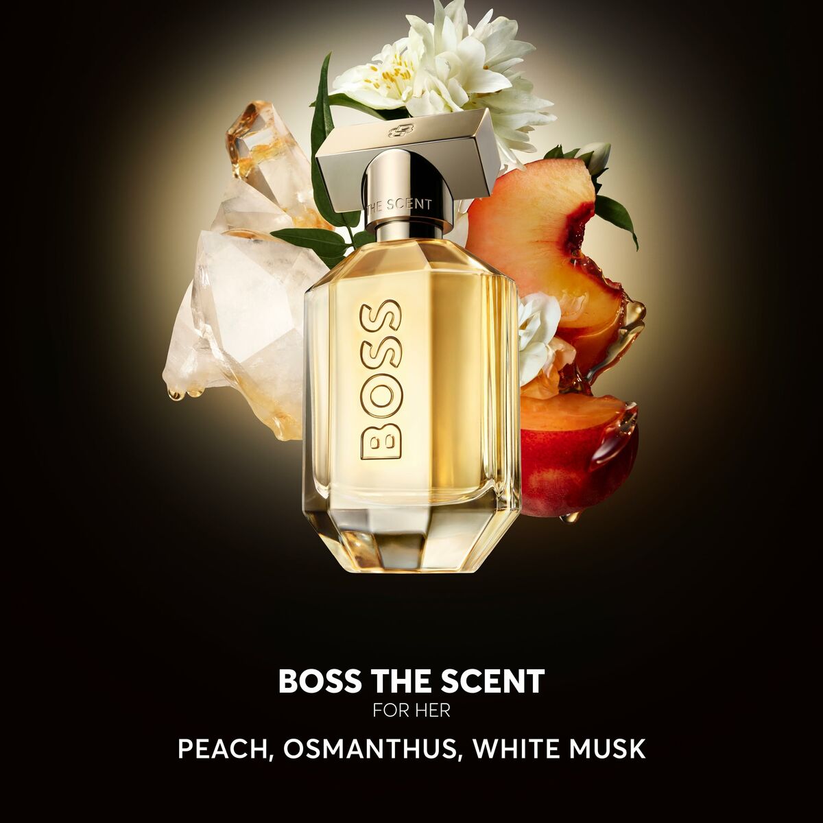 Parfum Hugo Boss The Scent for Her 30 ml featuring peach, osmanthus, and white musk notes.