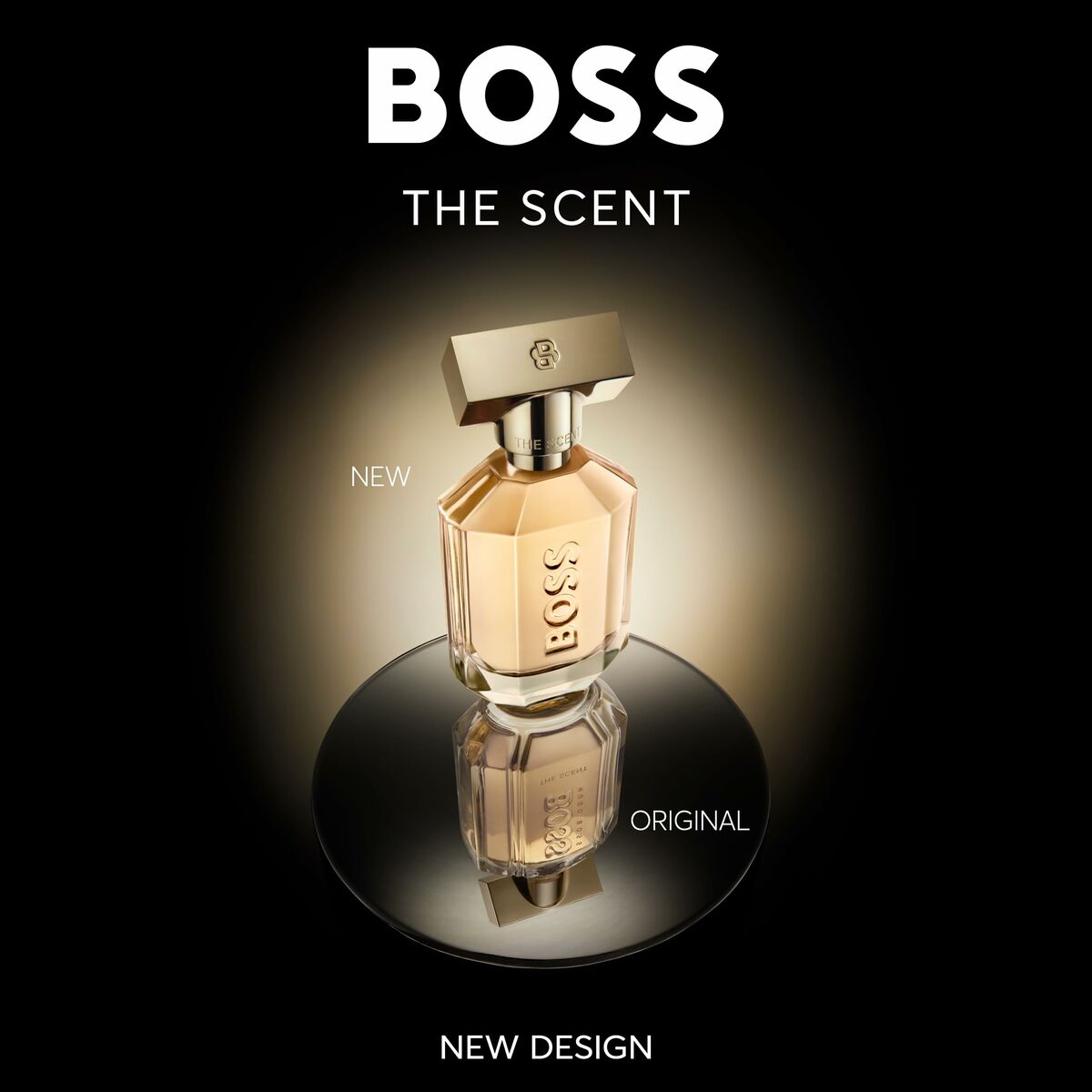 Parfum Unisexe Hugo Boss BOSS THE SCENT FOR HER 30 ml avec nouveau design sur fond noir.