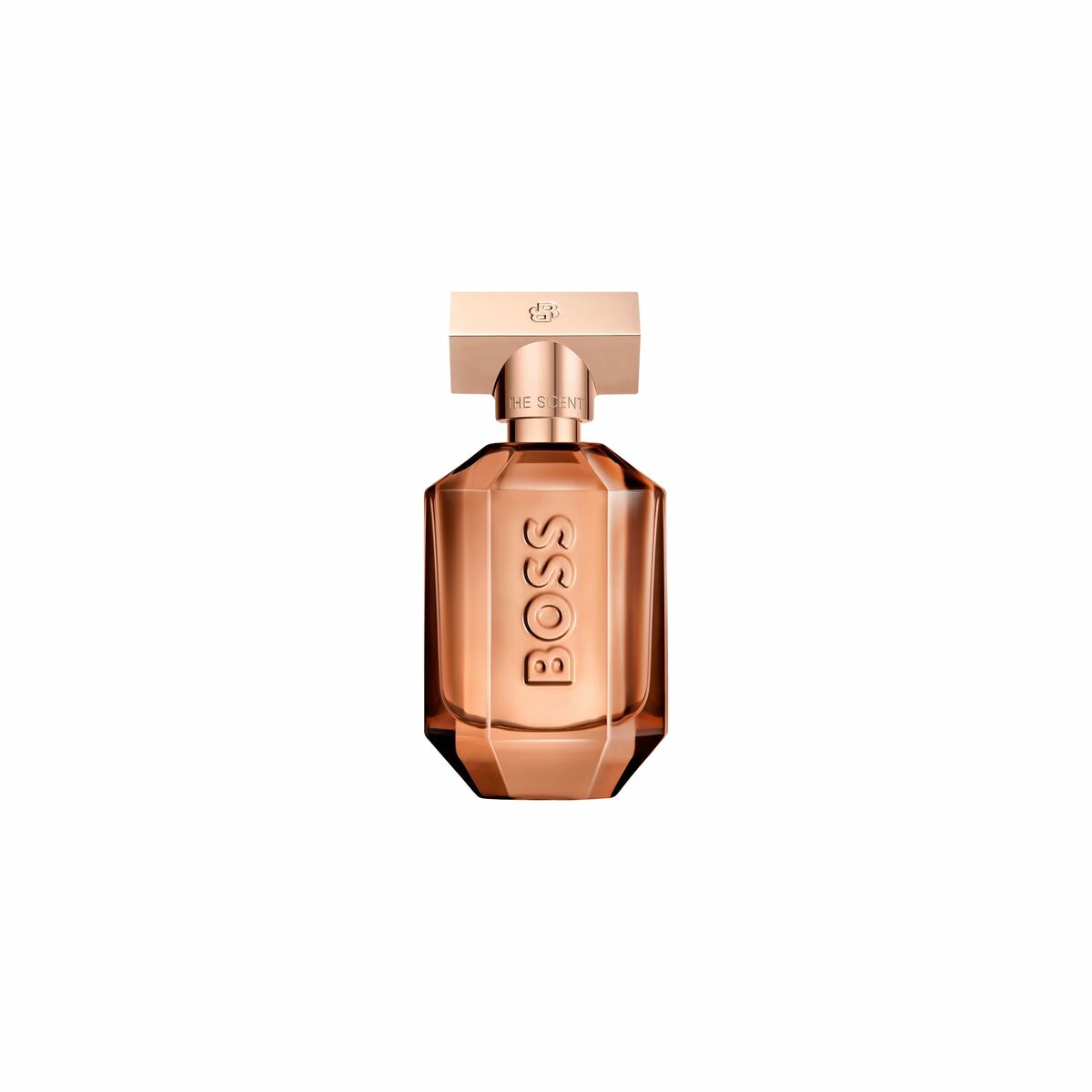 Flacon de parfum unisexe Hugo Boss THE SCENT FOR HER 50 ml, design élégant en verre transparent.