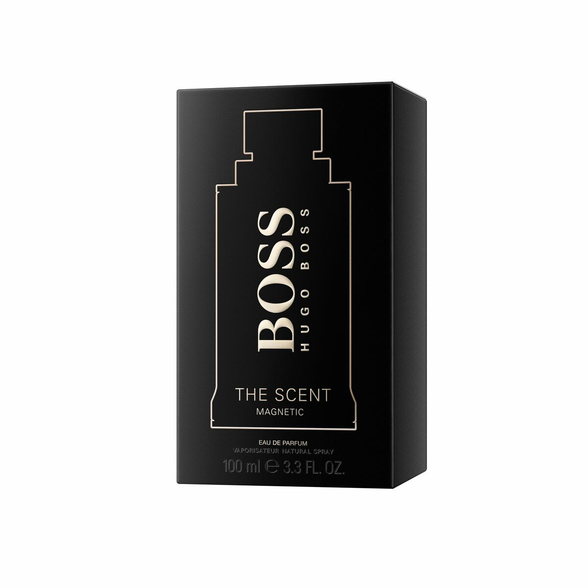 Parfum Unisexe Hugo Boss The Scent 100 ml, élégant flacon noir avec écriture dorée.