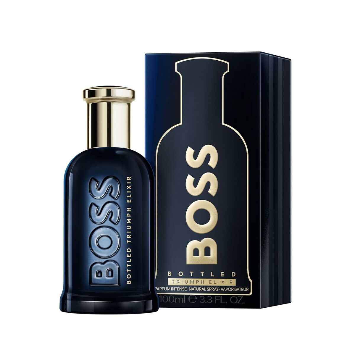 Parfum Homme BOSS BOTTLED 100 ml, flacon élégant et boîte décorative, fragrance masculine intense.