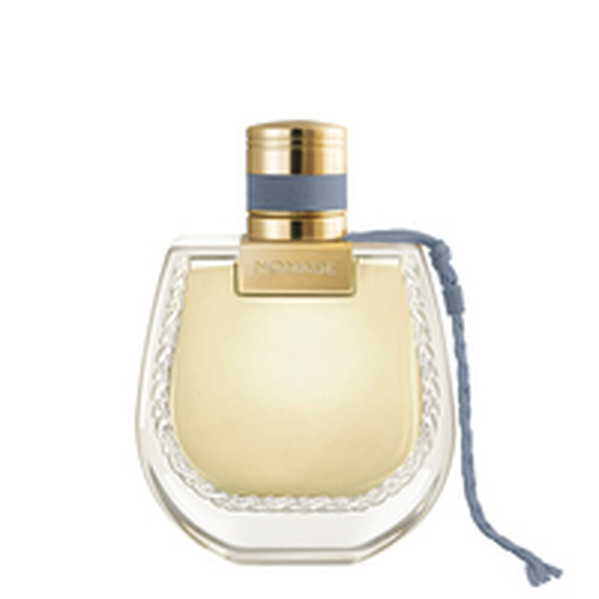 Flacon de parfum pour femme Chloe NOMADE 75 ml avec design élégant et cordon décoratif.