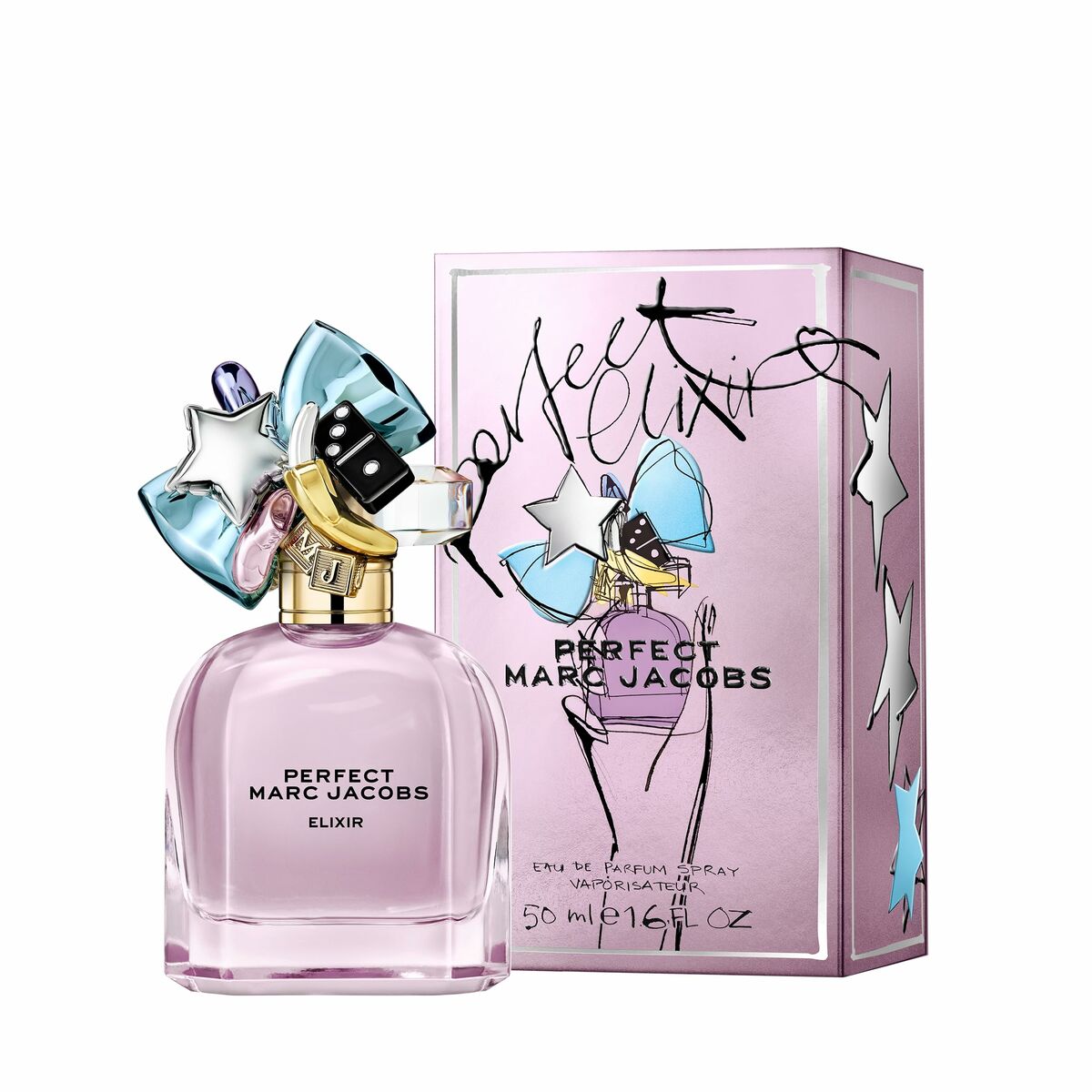 Parfum Unisexe Marc Jacobs PERFECT Perfect Elixir 50 ml avec flacon décoratif et emballage coloré.