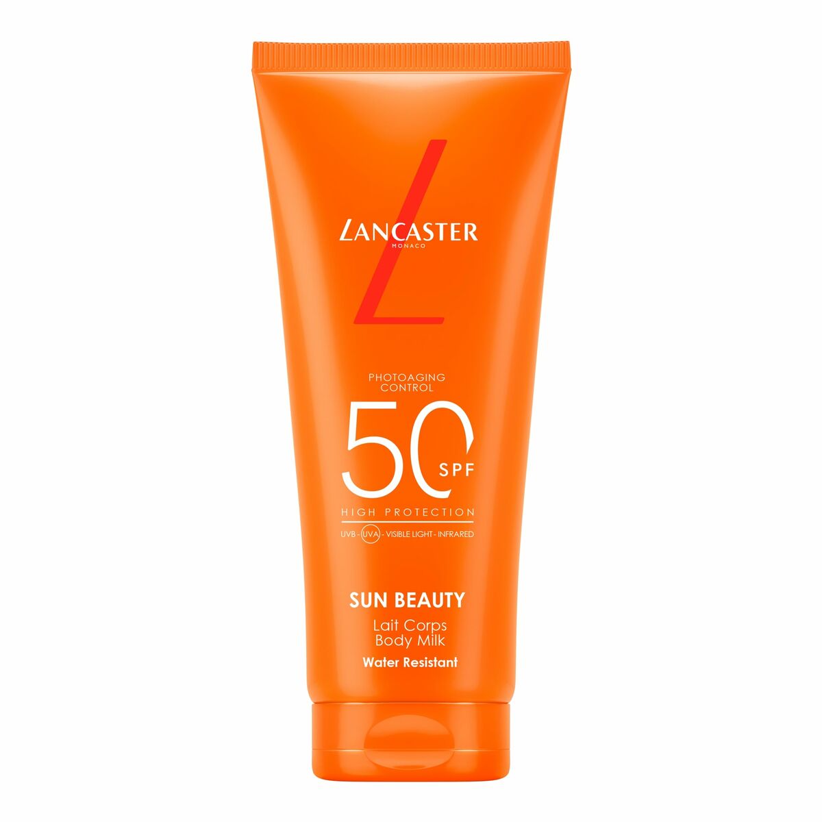Lancaster SUN BEAUTY SPF 50 body milk 100ml, water-resistant sunscreen for high sun protection.
