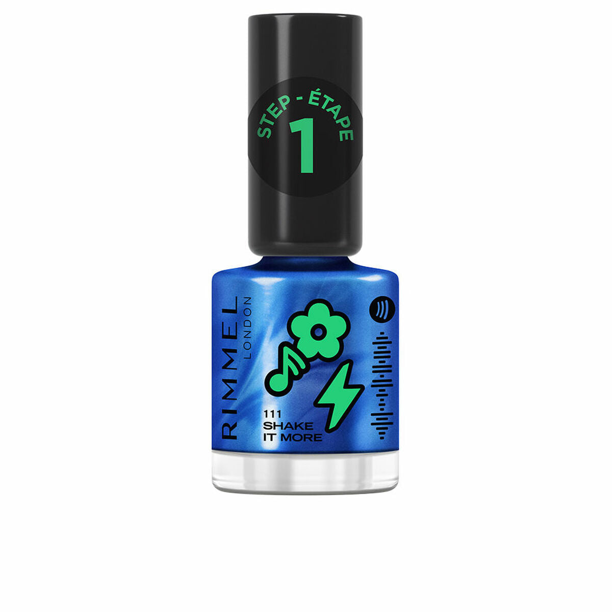 Rimmel London RL Super Gel nail polish in blue, 12 ml, featuring playful designs and step-by-step instruction.