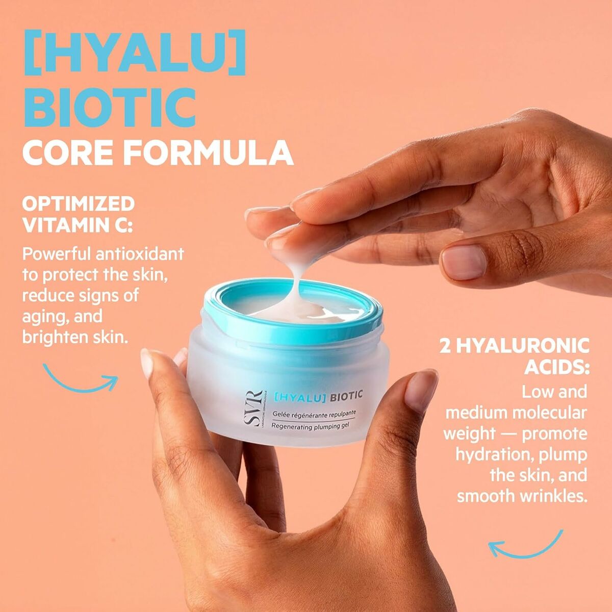 SVR BIOTIC cream with Vitamin C and hyaluronic acid for skin hydration and anti-aging benefits.