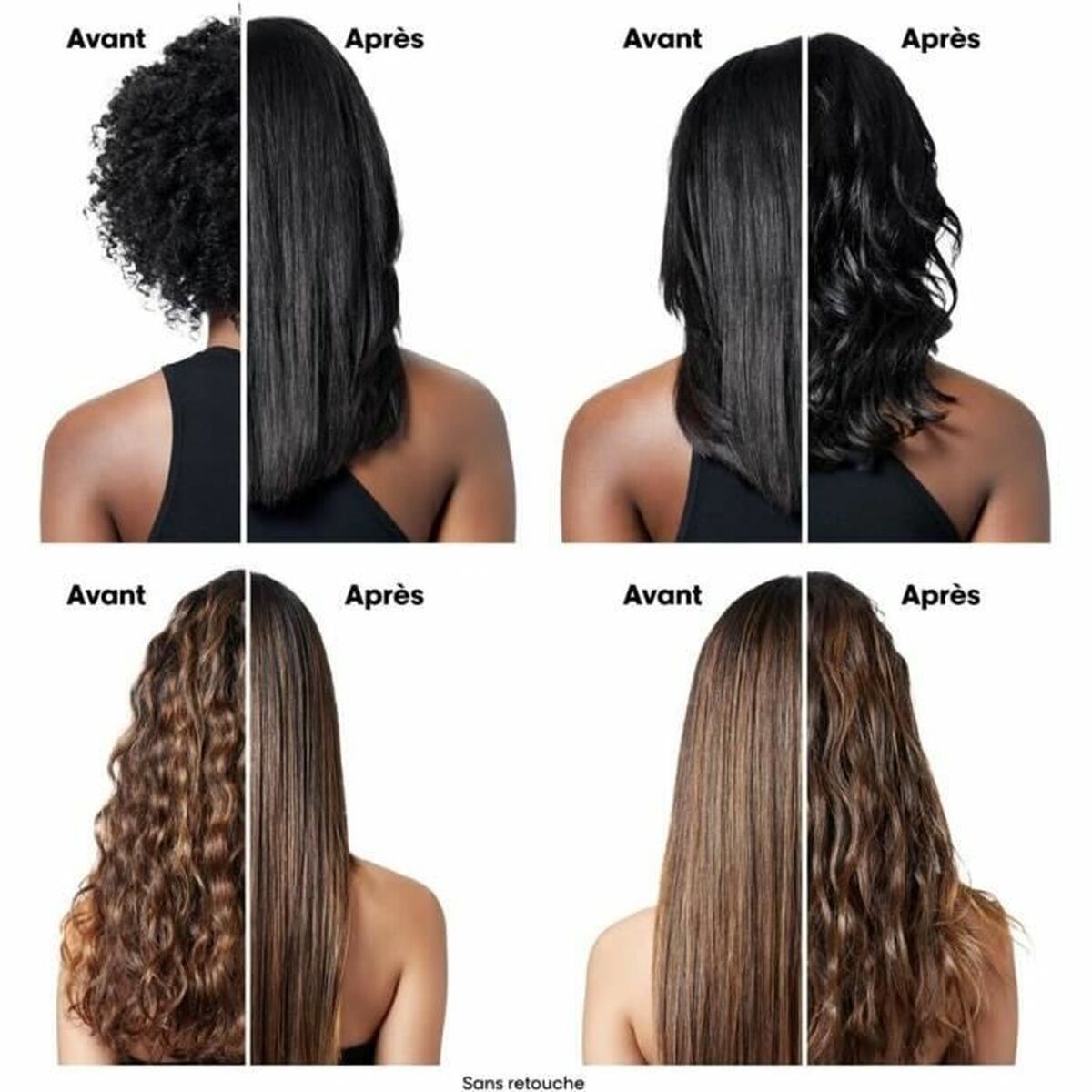 Transformation des cheveux avant et après utilisation du lisseur L'Oreal Professionnel Paris Steampod 3.