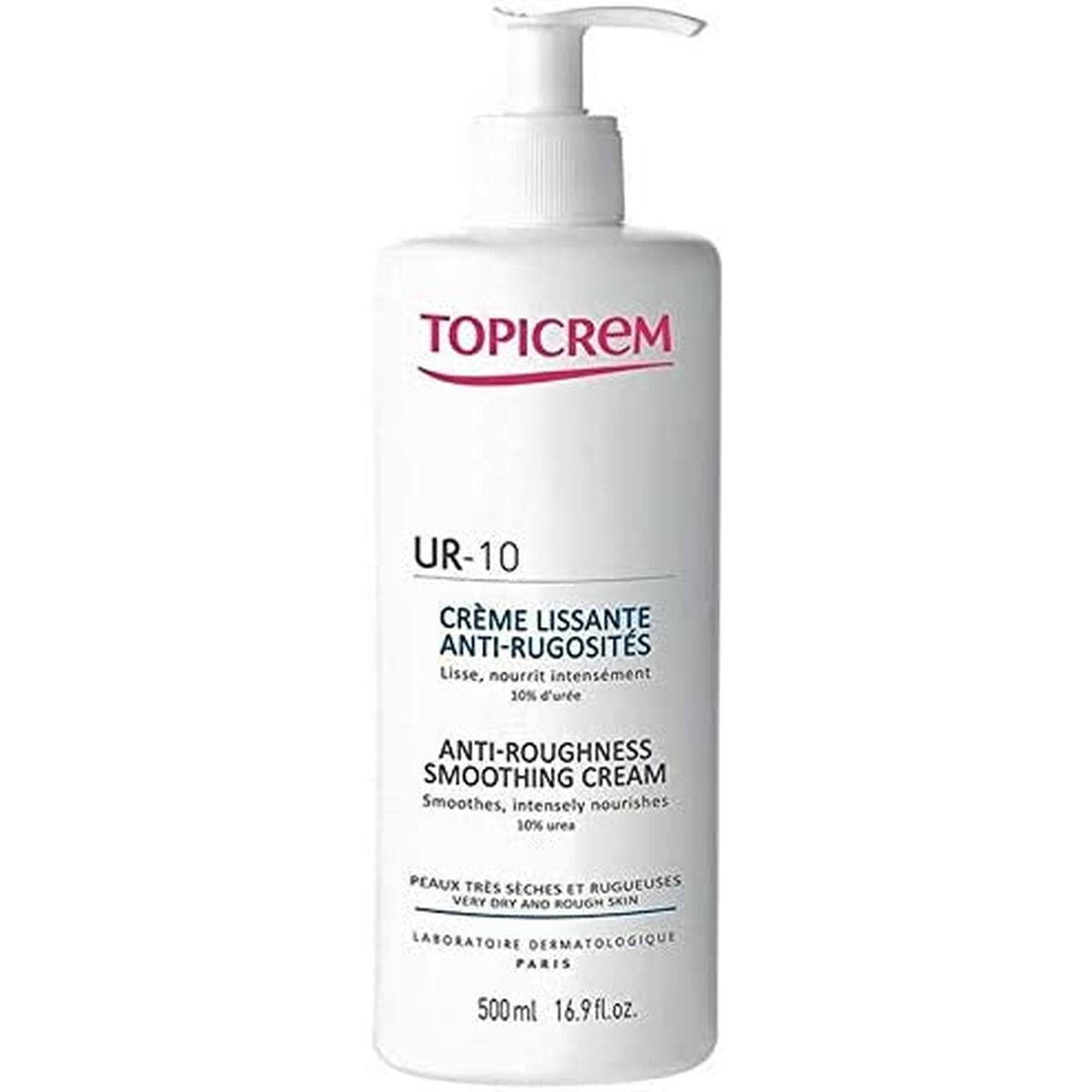 Crème lissante anti-rugosités Topicrem, 500ml, soin dermocosmétique unisexe pour peau très sèche.