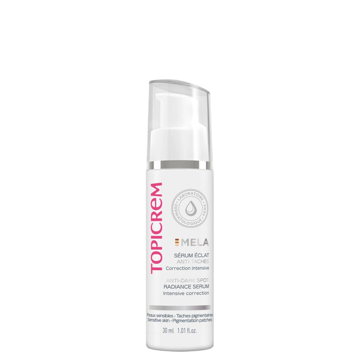 Sérum anti-taches Topicrem Before Booster, 30ml, riche en vitamine B3 et C pour une peau éclatante.