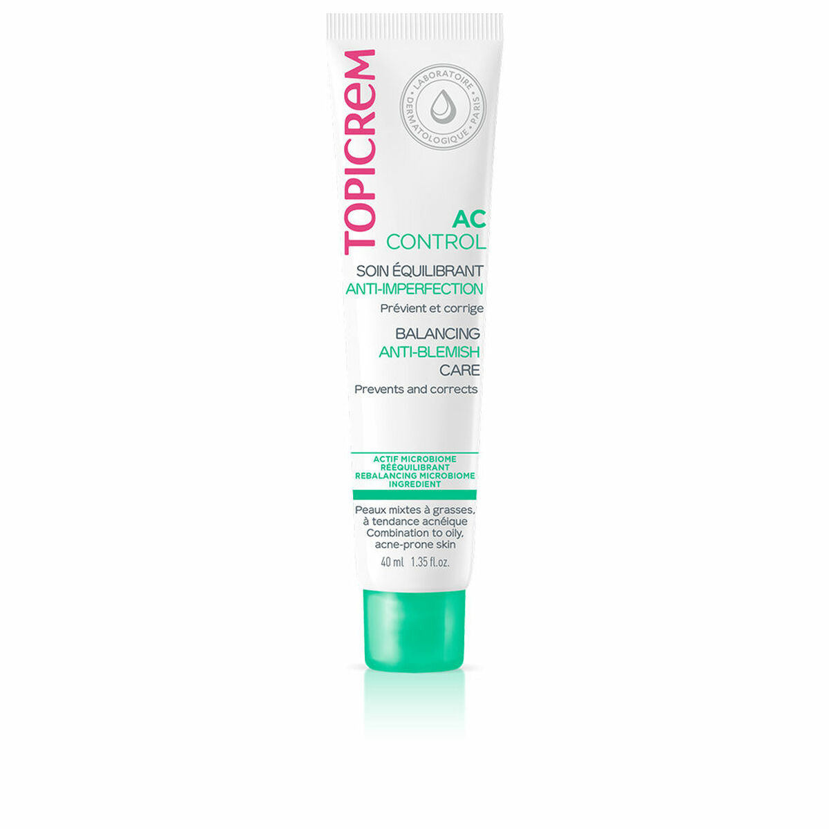 Crème visage Topicrem Control Balancing Care for anti-imperfections, non-comedogenic, 48ml tube.