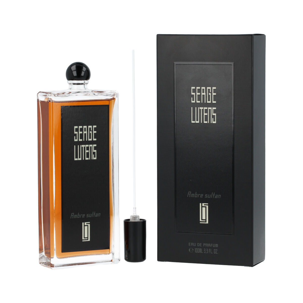 Serge Lutens Ambre Sultan EDP 100 ml bottle and box, showcasing a unisex amber fragrance.