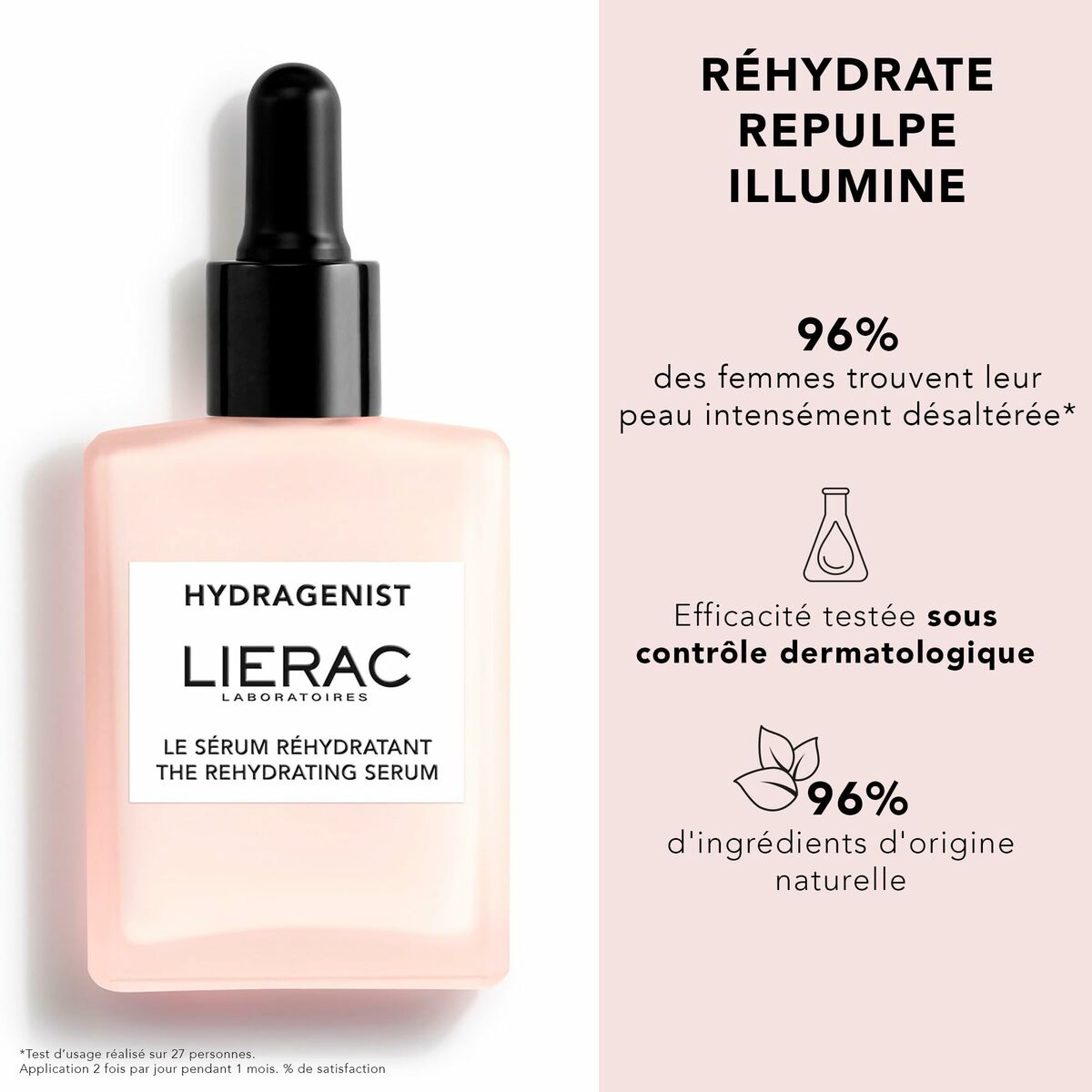 Sérum hydratant Lierac Hydragenist 30 ml, enrichi en ingrédients naturels pour une peau repulpée et lumineuse.