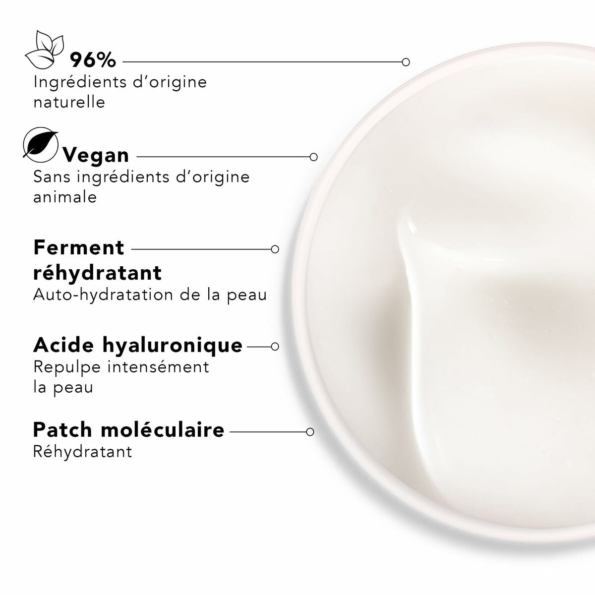 Crème de jour Lierac Hydragenist ingredients: vegan, hyaluronic acid, and intense skin hydration.