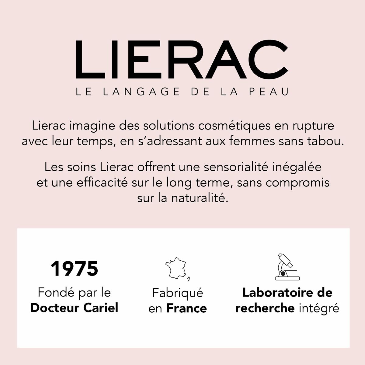 Lierac brand introduction showcasing luxury skincare solutions and commitment to natural beauty since 1975.