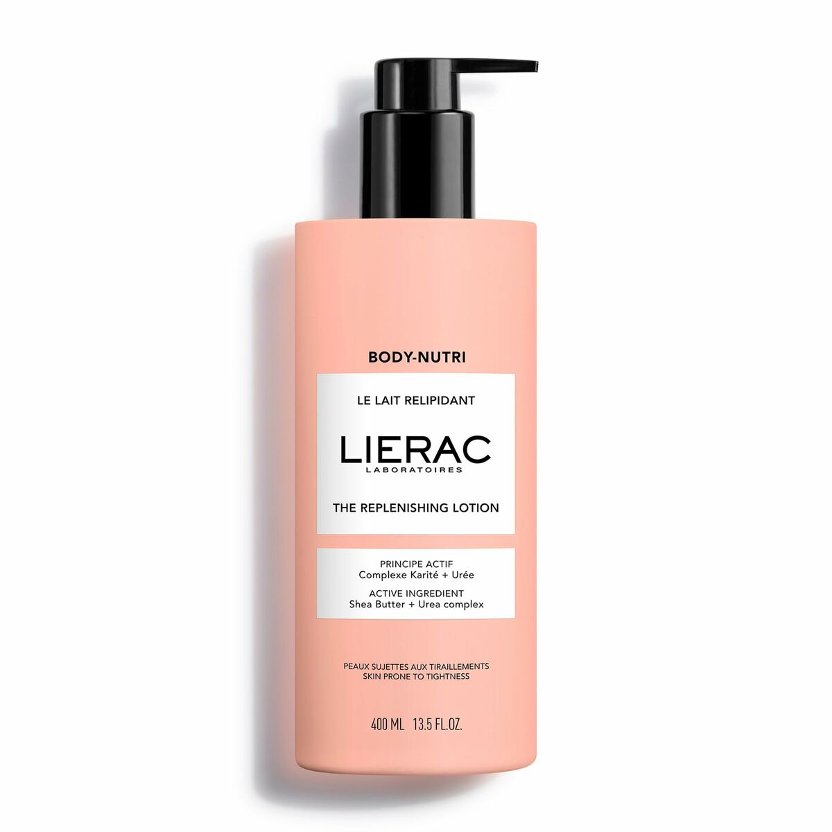 Lait corporel hydratant Lierac BODY-NUTRI, lotion réhydratante, format 400ml, enrichie en beurre de karité.