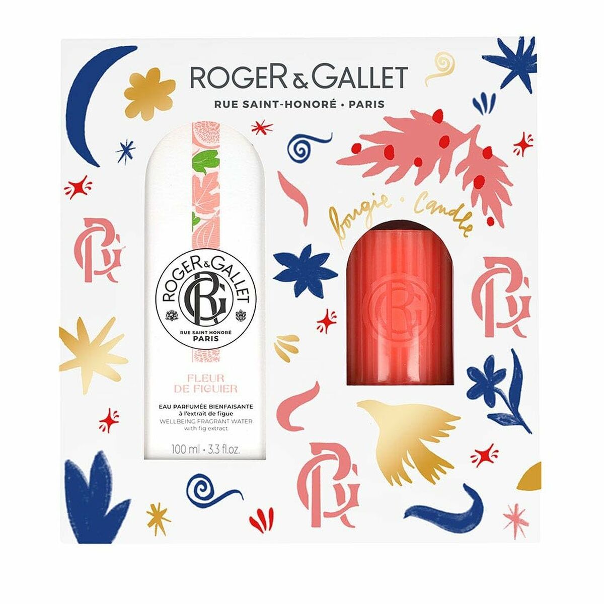 Set de Parfum Femme Roger & Gallet avec Eau Parfumée FLEUR DE FIGUIER et bougie, 100% original.