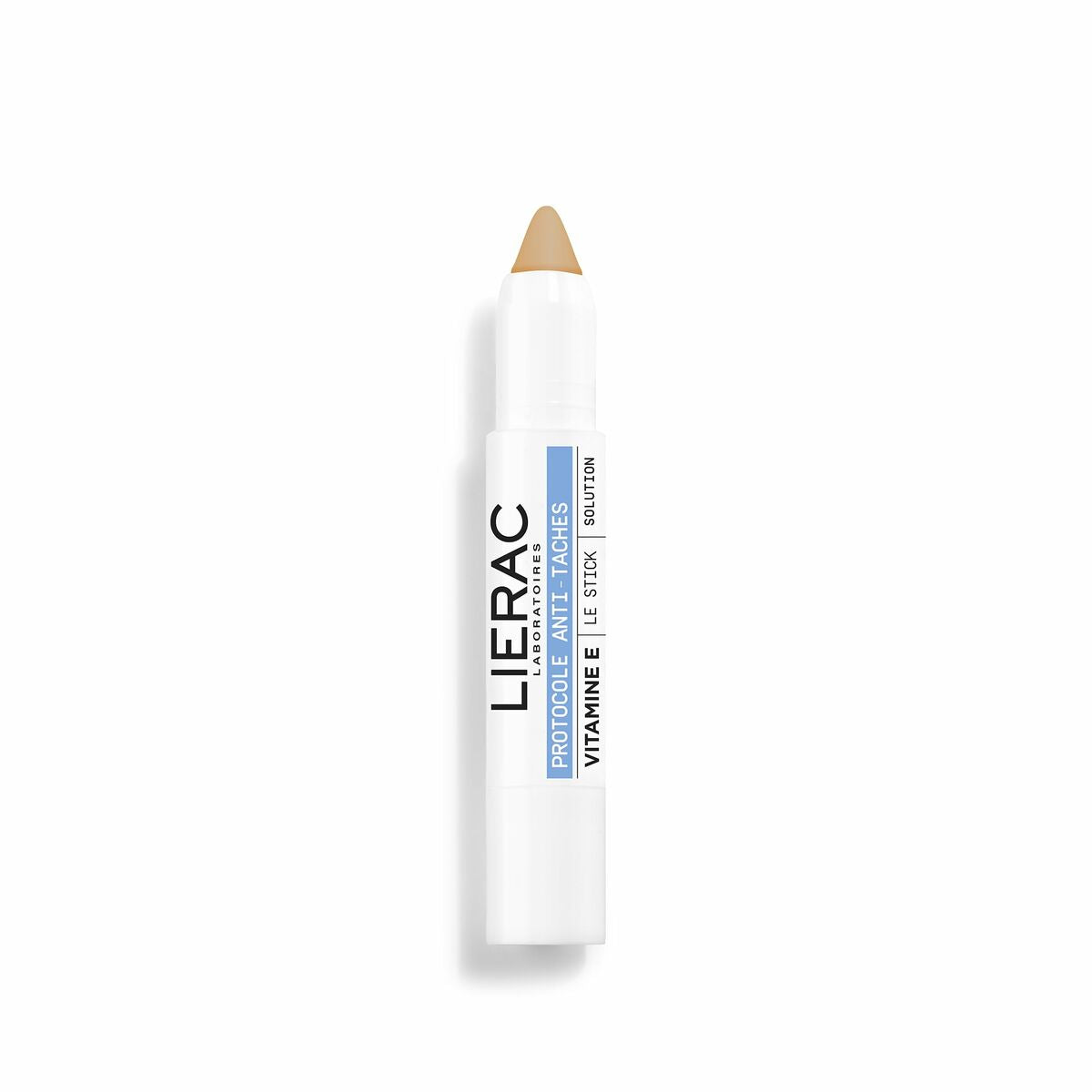 Écran solaire visage Lierac Blanc, crayon protecteur enrichi en vitamine E, soin solaire efficace pour un bronzage sain.