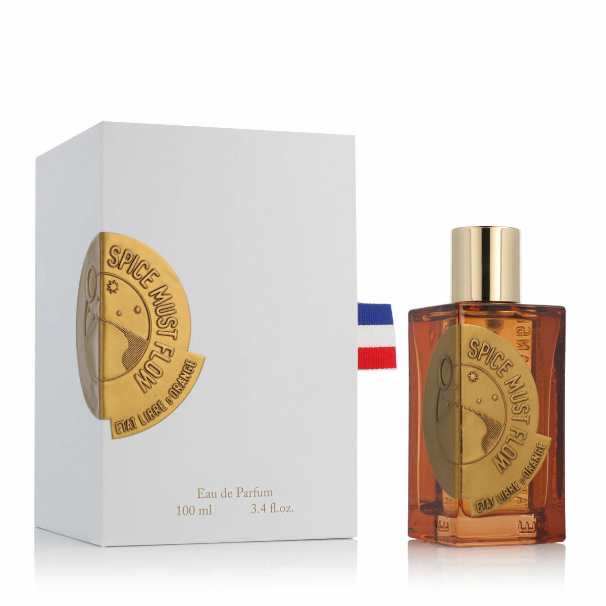 Parfum Unisexe Etat Libre D'Orange Spice Must Flow EDP 100 ml with box and bottle design.