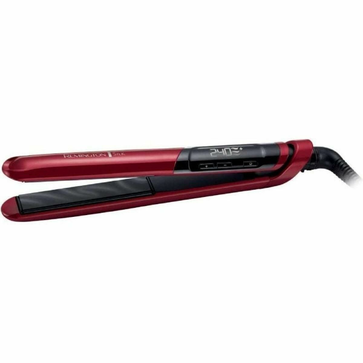 Lisseur à cheveux Remington Noir Rouge avec écran intégré et système de chauffage rapide.
