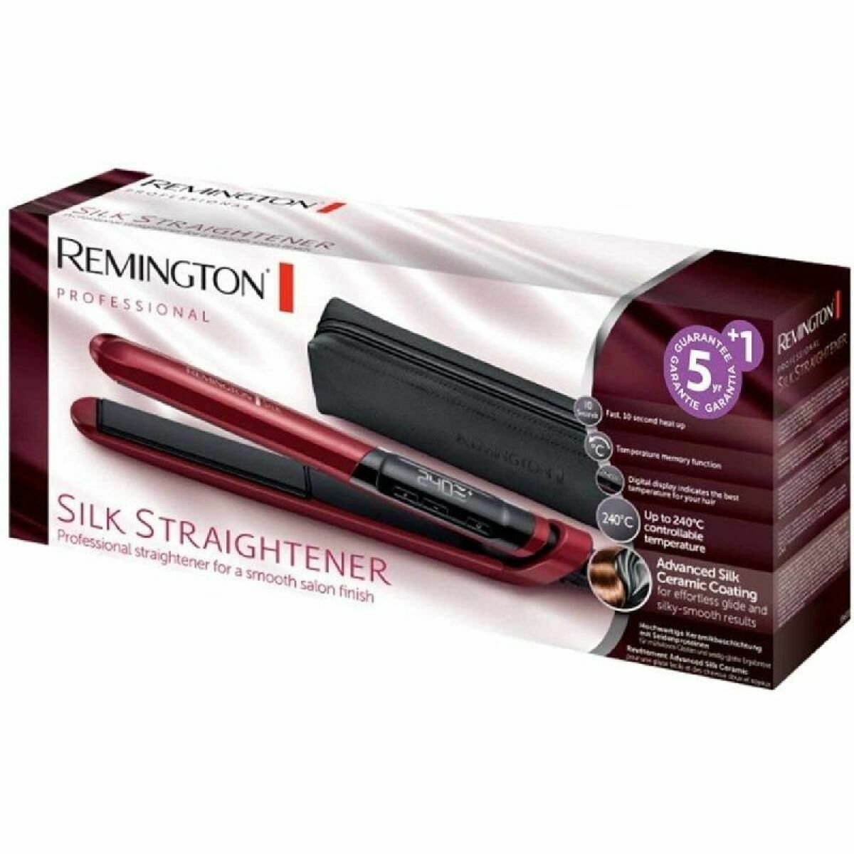 Lisseur à cheveux Remington Noir Rouge, lisseur professionnel pour une finition lisse et brillante.