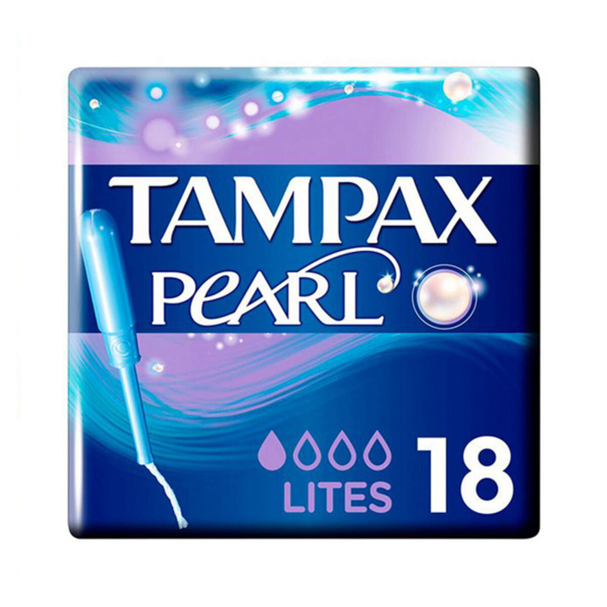Pack de tampons Tampax Pearl Lites, 18 unités, soin hygiénique féminin de qualité.