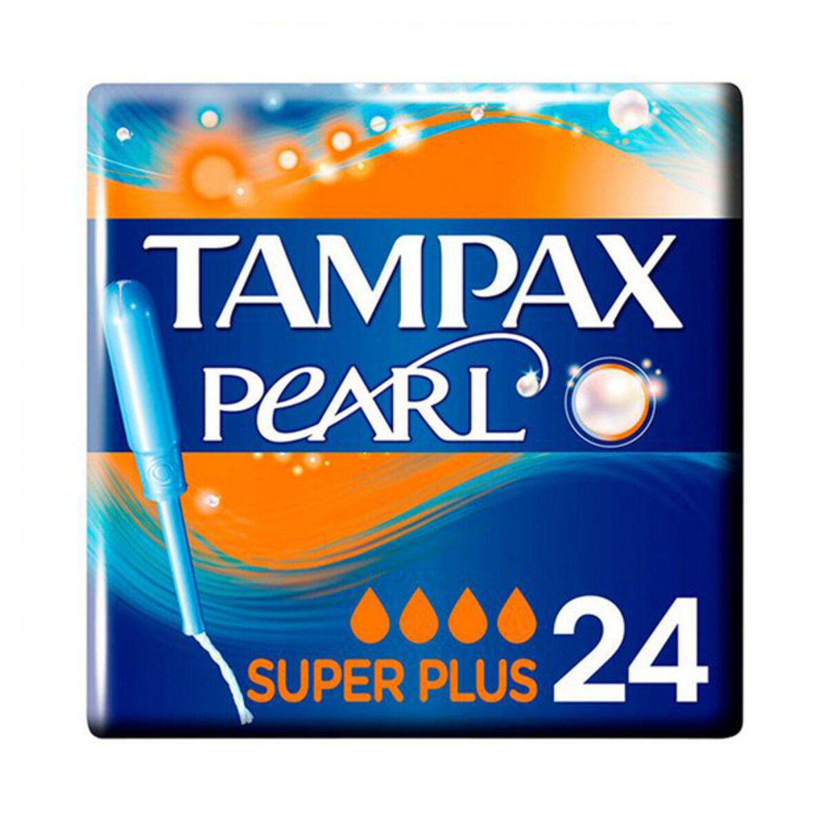 Pack de Tampons Tampax Pearl Super Plus de 24 unités, idéal pour une hygiène personnelle de qualité.