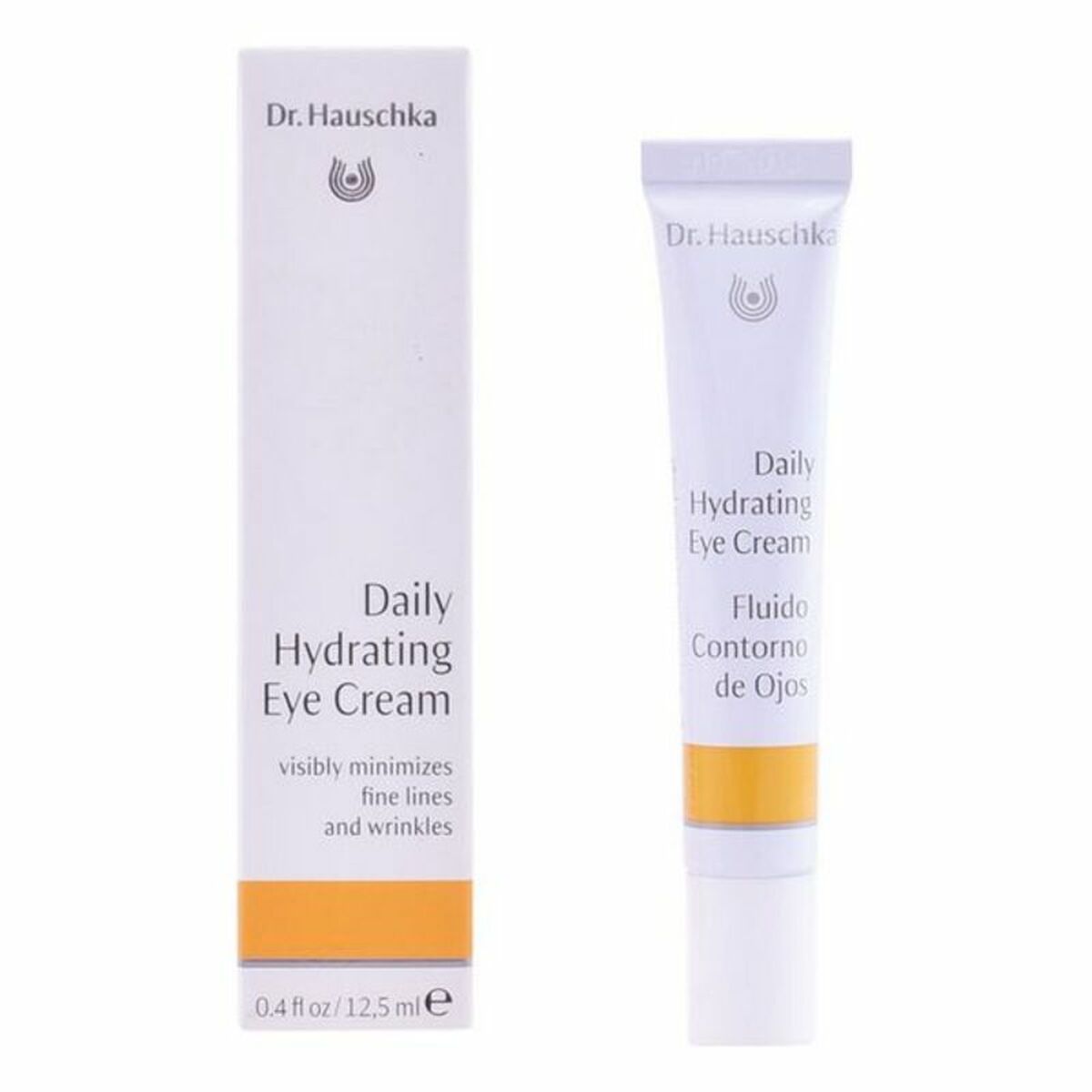 Soin contour des yeux Daily Hydrating Dr. Hauschka in box, designed for minimizing fine lines and wrinkles for women.