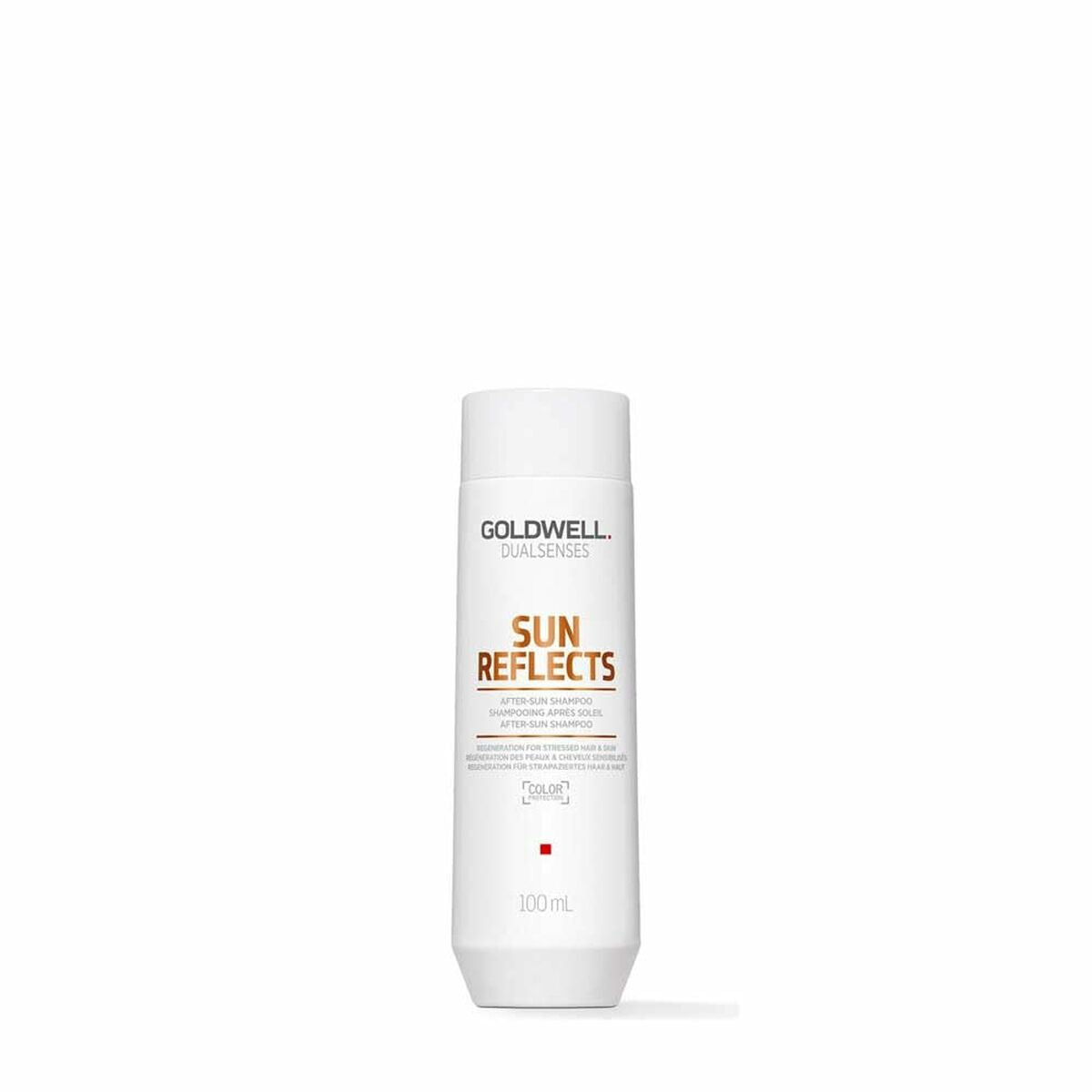 Goldwell SUN REFLECTS shampoo bottle, 100 ml, suitable for all hair types, unisex formula.