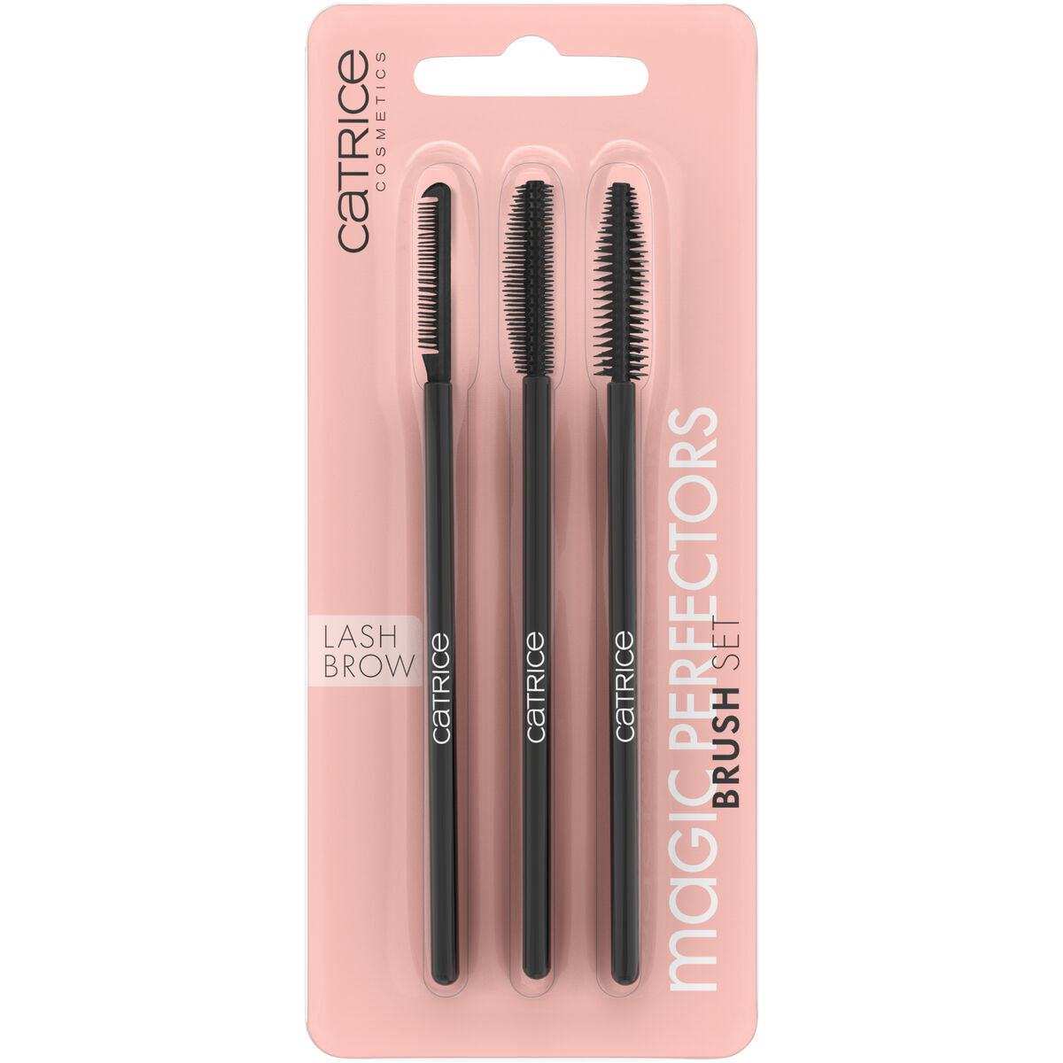 Catrice MAGIC PERFECTORS lash and brow brush set, three professional brushes for enhancing beauty, cruelty-free.