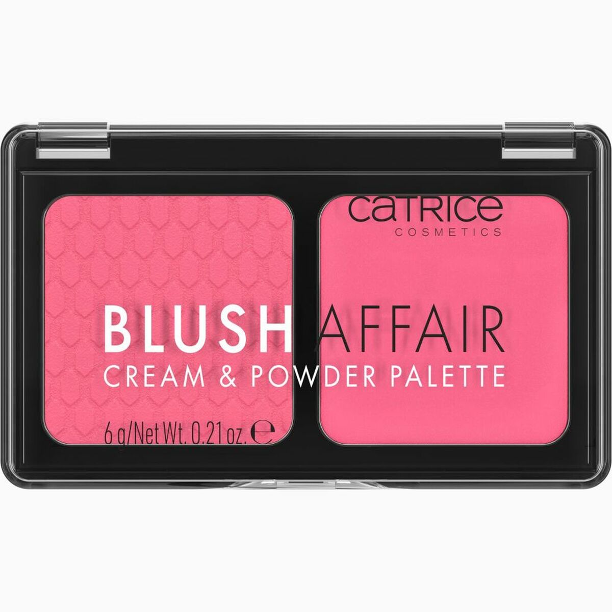 Catrice BLUSH AFFAIR cream and powder palette featuring vibrant pink shades for a stunning makeup look.