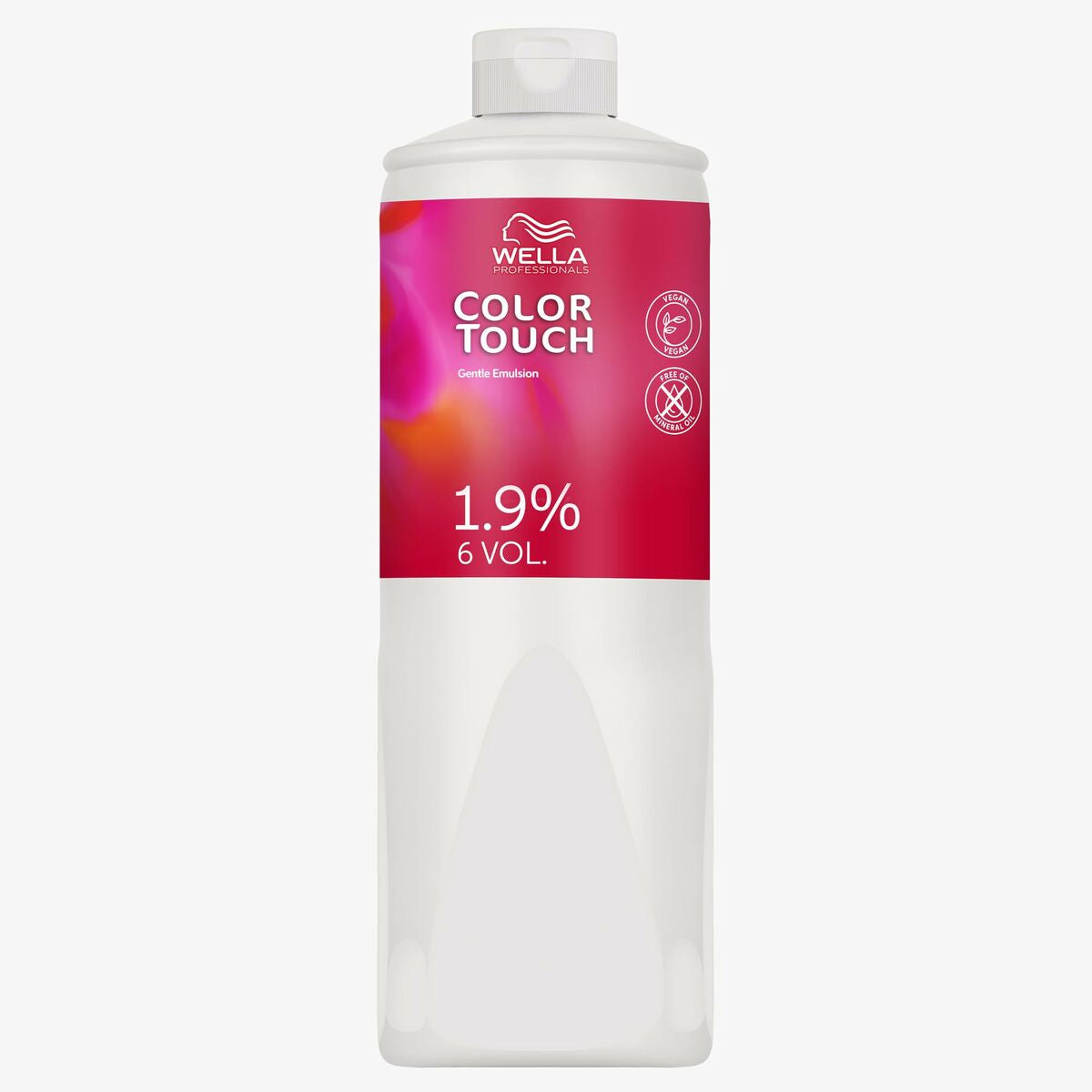 Bouteille d'émulsion Wella Color Touch 1.9% 6 VOL, idéale pour rehausser la couleur des cheveux.