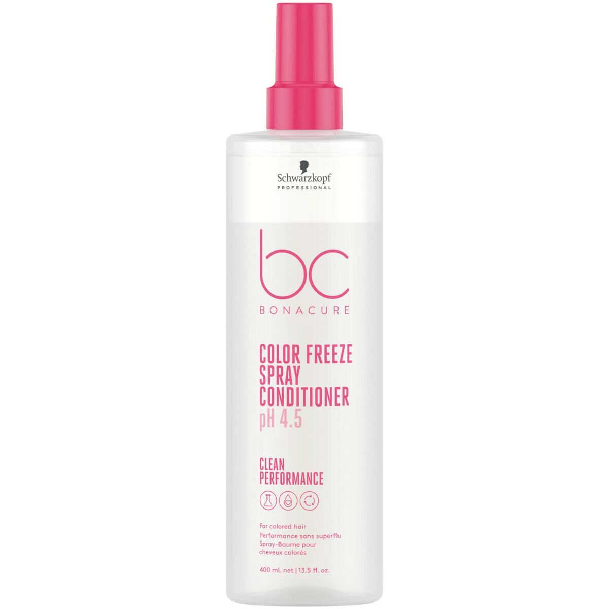 Après-shampooing Schwarzkopf BC COLOR FREEZE 400 ml, spray biphasique pour cheveux colorés, performance propre, pH 4.5.