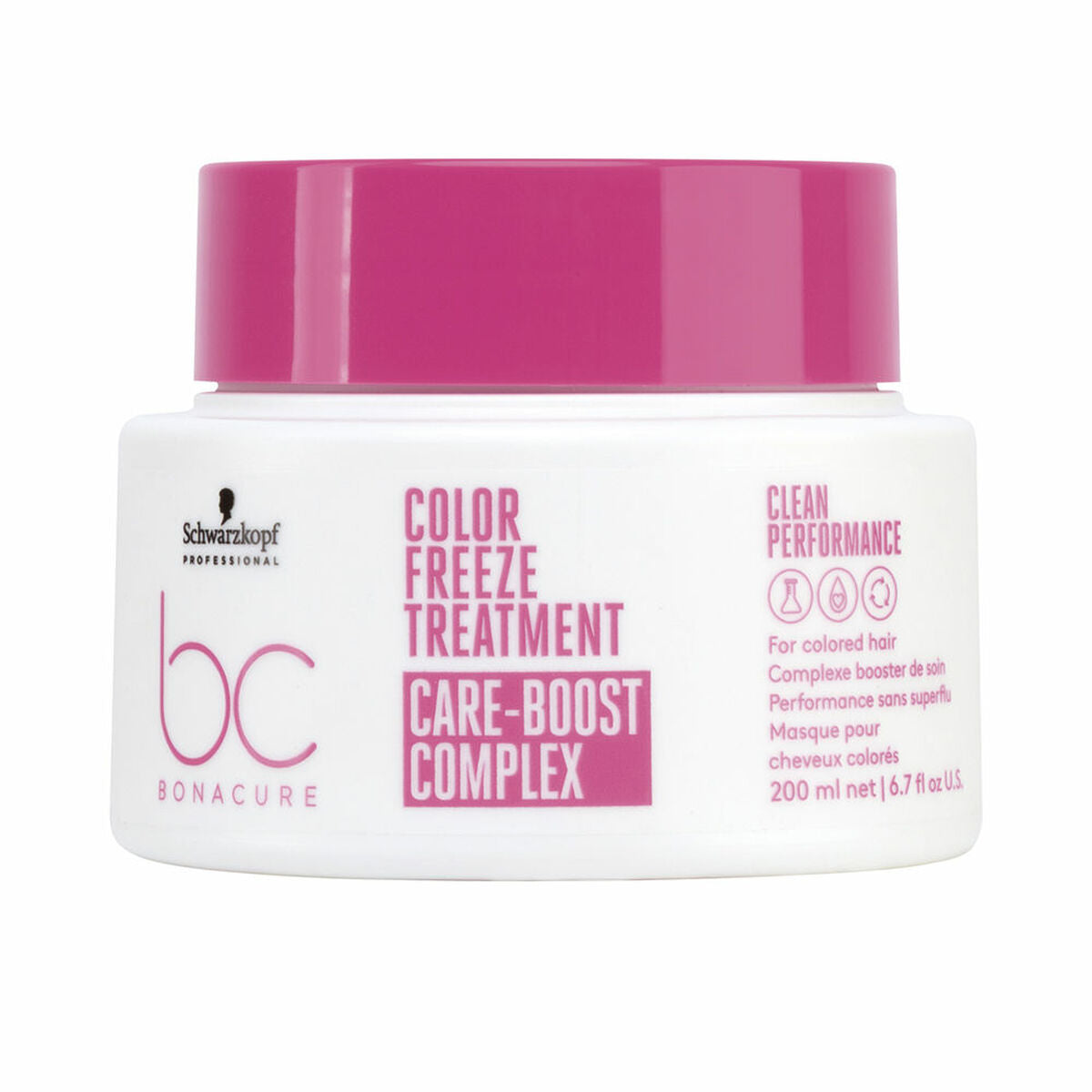 Masque réparateur Schwarzkopf BC COLOR FREEZE 200 ml, soin pour cheveux colorés, vegan et sans silicone.