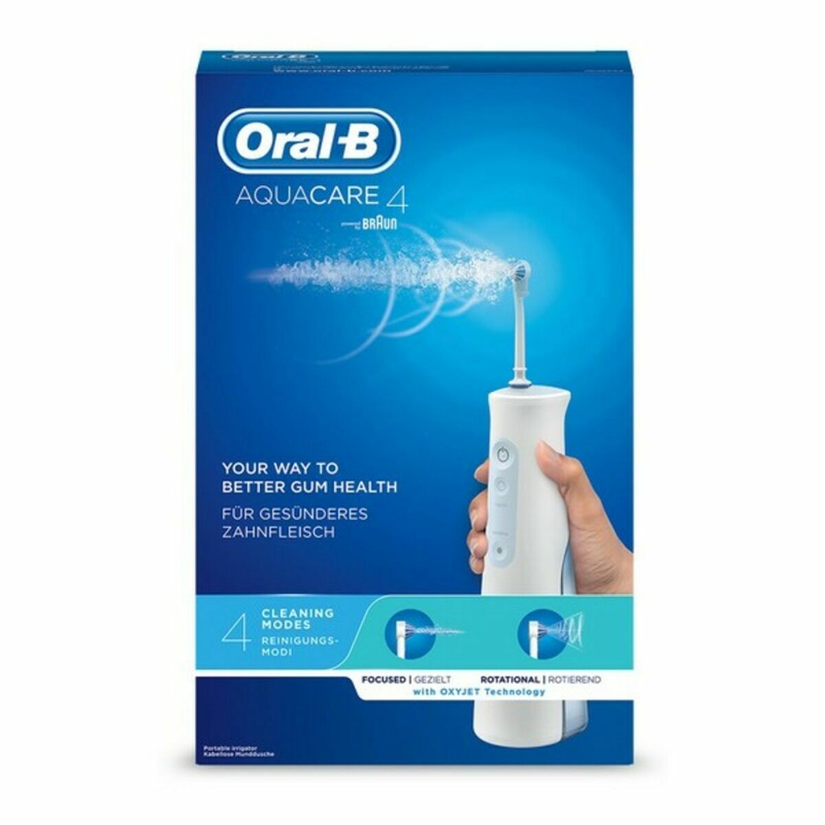 Brosse à dents électrique Oral-B Aquacare 4, hydropulseur dentaire avec modes nettoyants et technologie OXYJET.