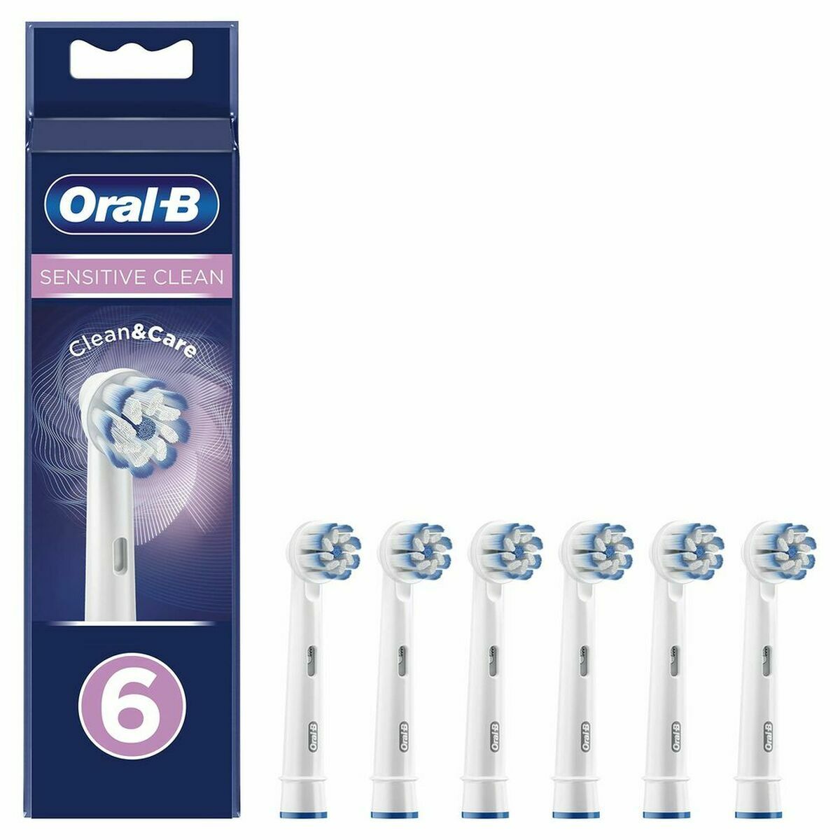 Rechange brosse à dents électrique Oral-B EB60-6FFS, 6 pièces, brosses sensibles pour une hygiène buccale optimale.