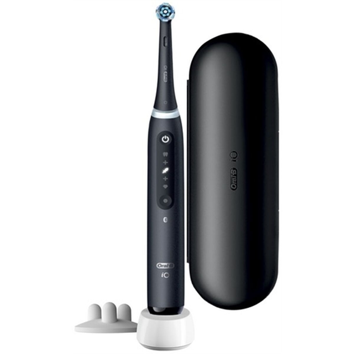 Brosse à dents électrique Oral-B IO5S noir, rechargeable avec écran LED, étui de transport inclus.
