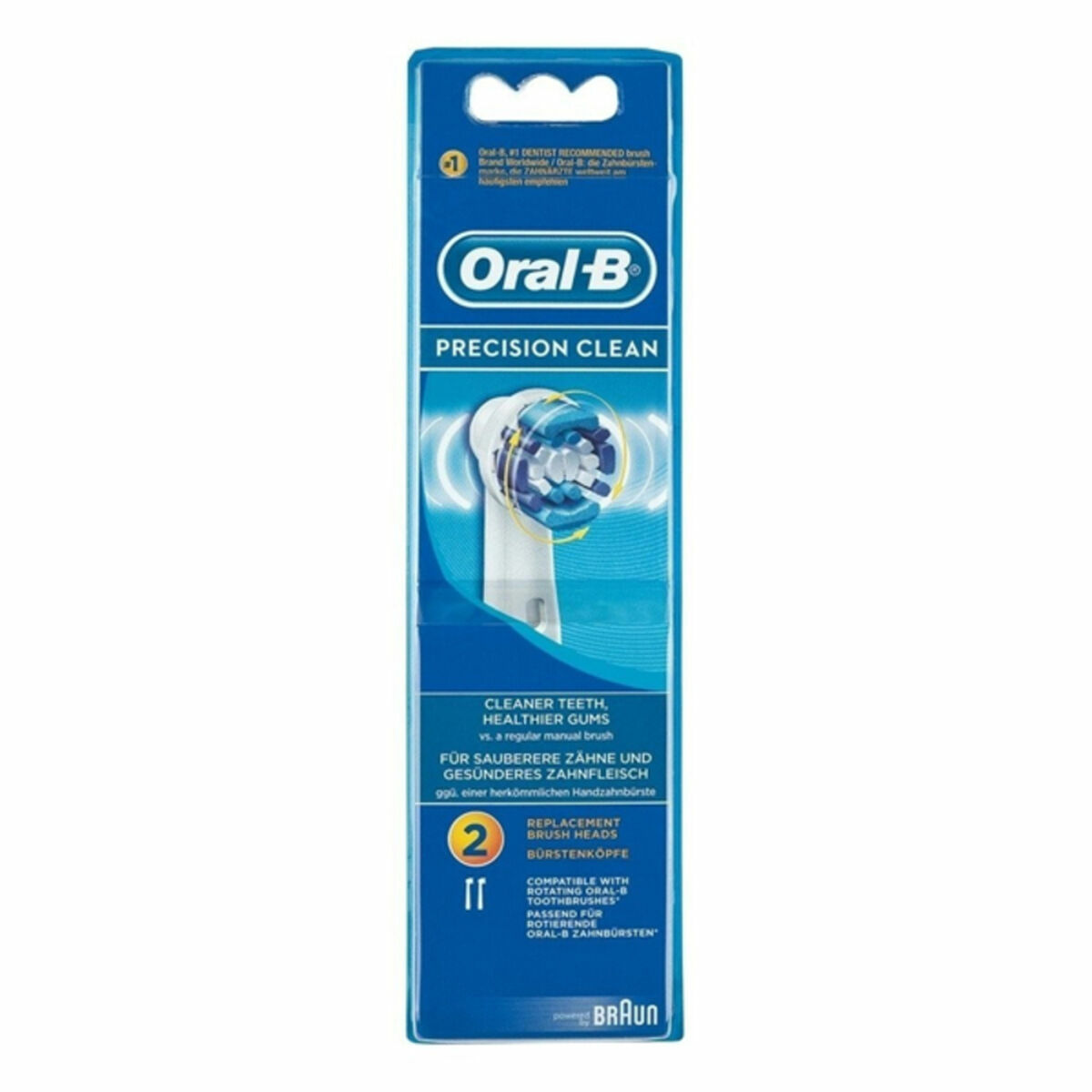 Pack of 2 Oral-B Precision Clean replacement brush heads for healthier teeth and gums.