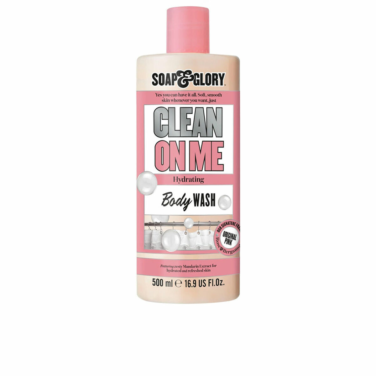 Soap & Glory CLEAN ON ME Gel de douche 500 ml, hydratant, pour tous types de peau, soin du corps unisexe.