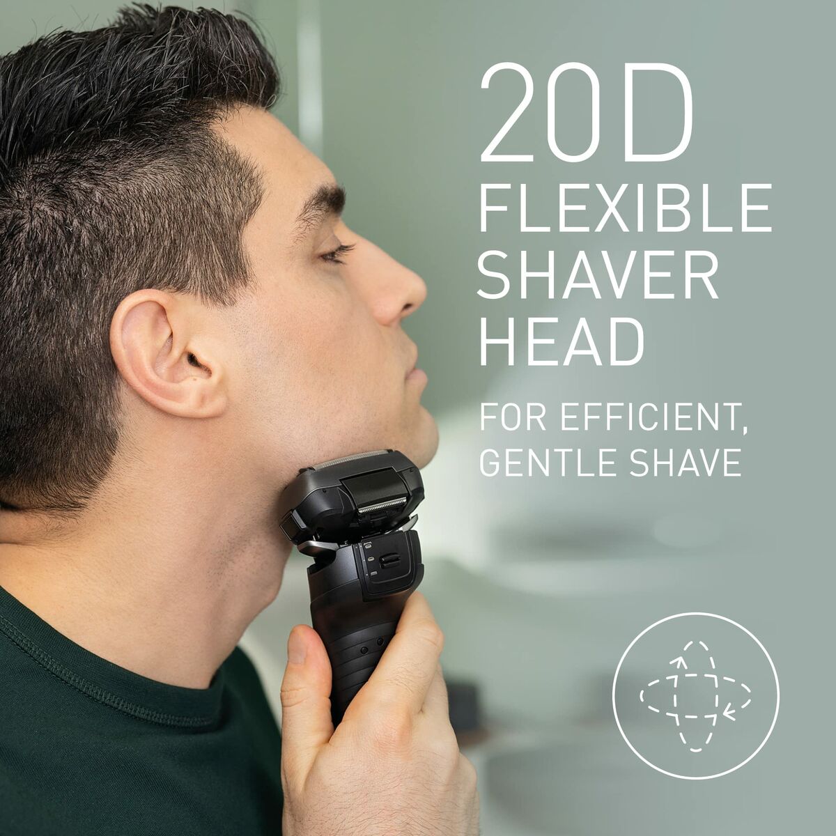 20D flexible shaver head for a gentle and efficient shave, showcasing the Panasonic ES-LS9A-K803 in use.