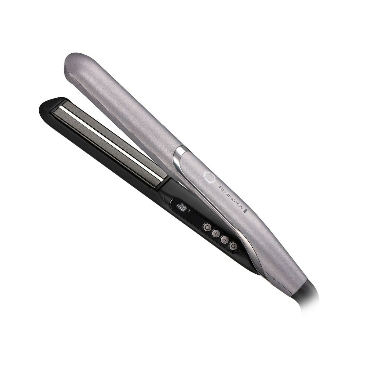 Lisseur à cheveux Remington noir avec écran intégré, 3 m de câble, arrêt automatique, température max de 230º.