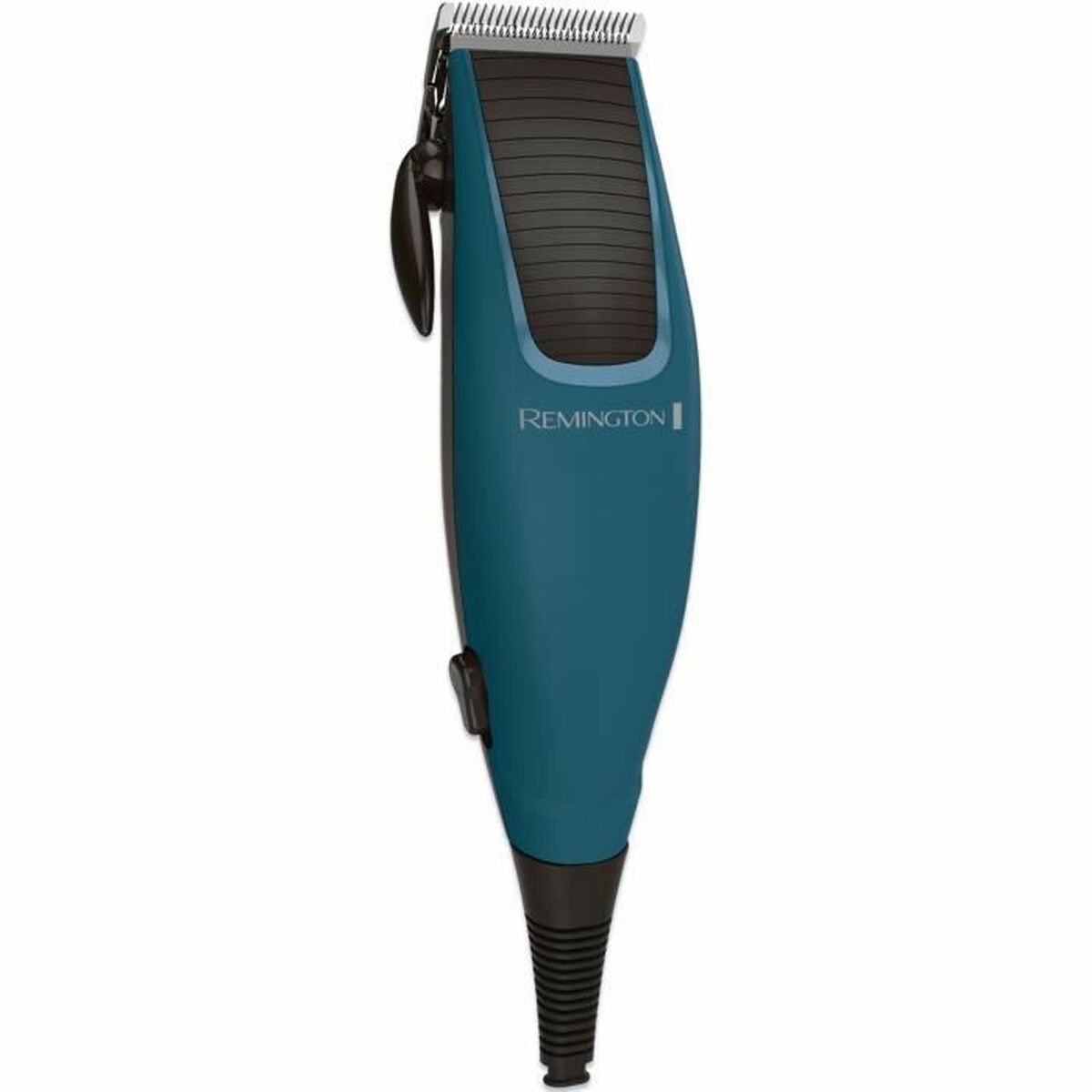 Tondeuse à cheveux Remington HC5020 en turquoise, design ergonomique, en acier inoxydable, idéale pour soins esthétiques.