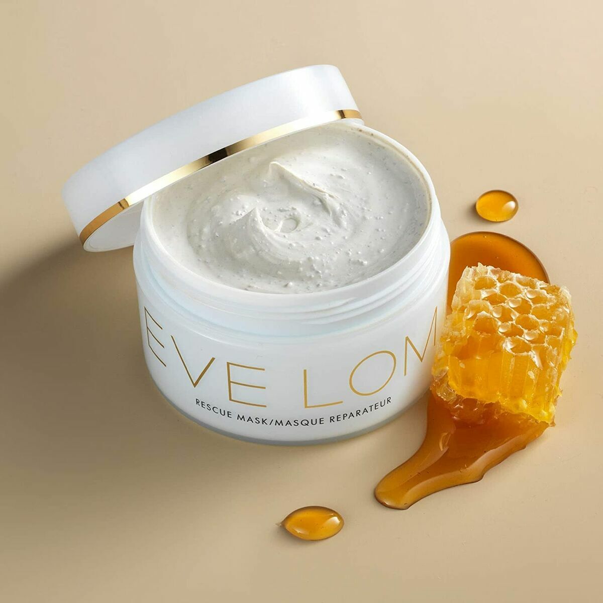 Masque nettoyant Eve Lom, 100 ml, crème régénérante avec miel, idéal pour tous types de peau.